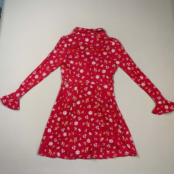 Free People Women's Pop Combo Floral Good Days Collared Mini Dress Size Large - Picture 5 of 9